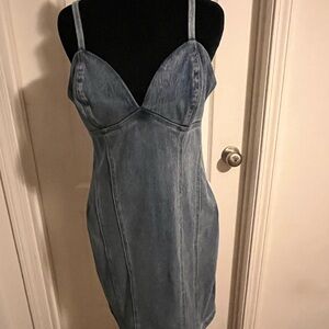 Guess Blue Sheath Mini Dress Spaghetti Strap